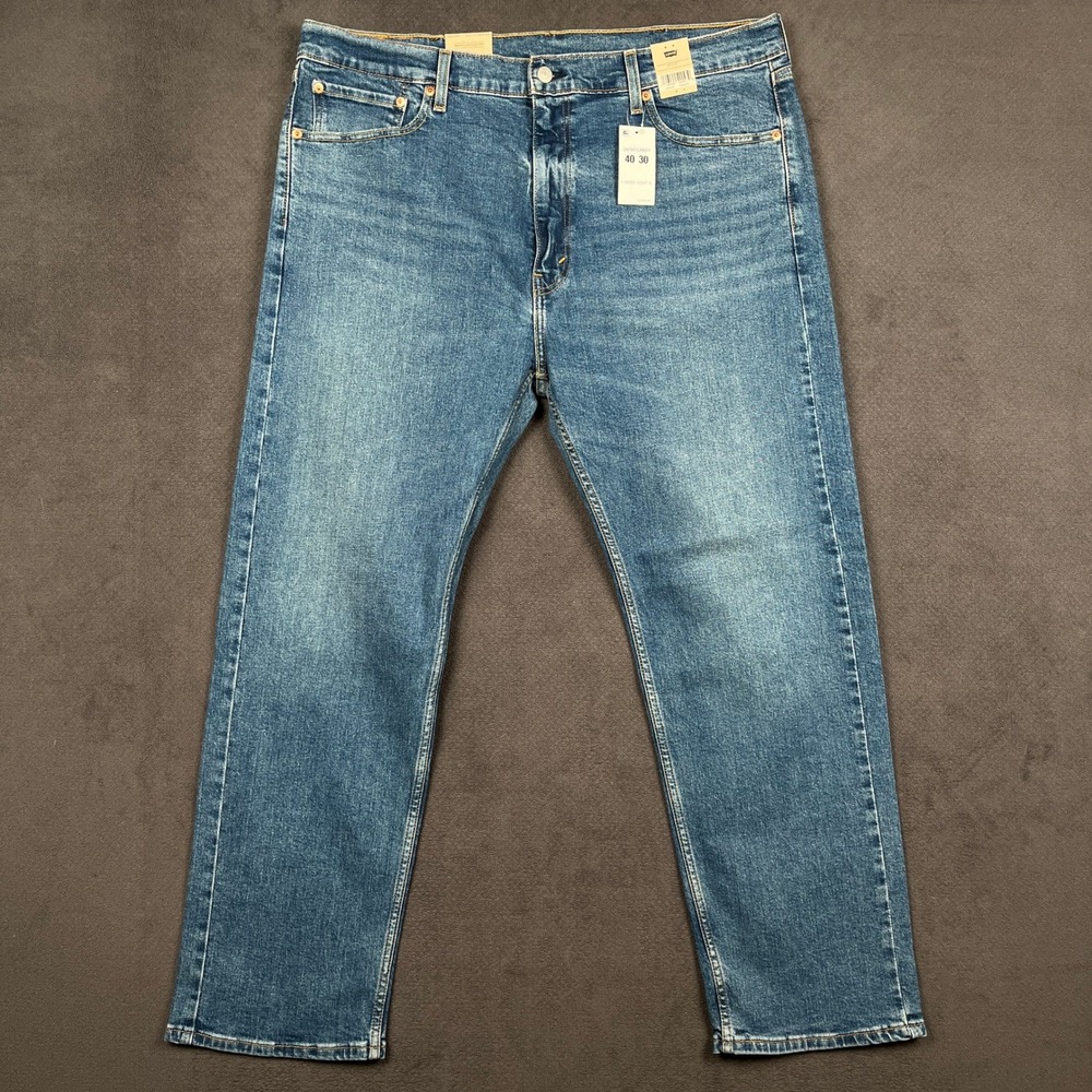 Levis 505 Jeans Mens 40x30 Blue Medium Wash Regular Fit Straight Leg Stretch NEW